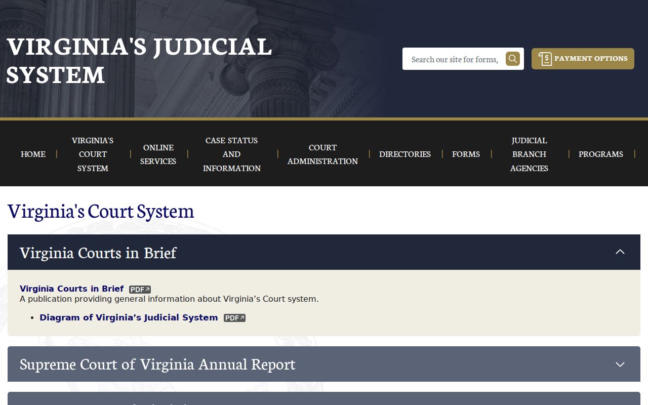 Virginia court system map showing the court levels used for Greensville County cases